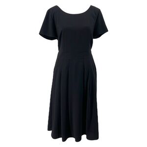 Talbots Dress with Pleated Skirt, Short Sleeve, Black, Size 8